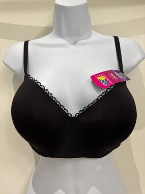 Maidenform: Seamless Lace-Trim Wireless Bra - Black